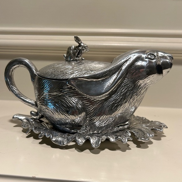 Arthur Court Rabbit Creamer On Leaf - NO Spoon - Picture 3 of 14